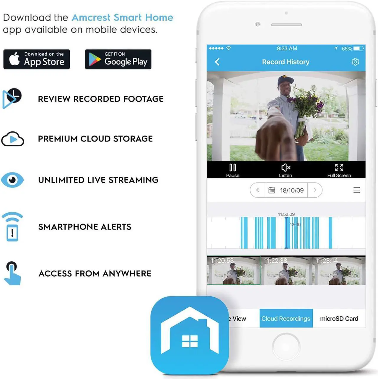 Alt view image 4 of 7 - Amcrest 1080P Video Doorbell Camera Pro, Outdoor Smart Home 2.4GHz WiFi Doorbell Camera (Wired Power), MicroSD Card, PIR Motion Detect, RTSP, IP55 Weatherproof, 140º Wide-Angle (Refurbished) REP-AD110