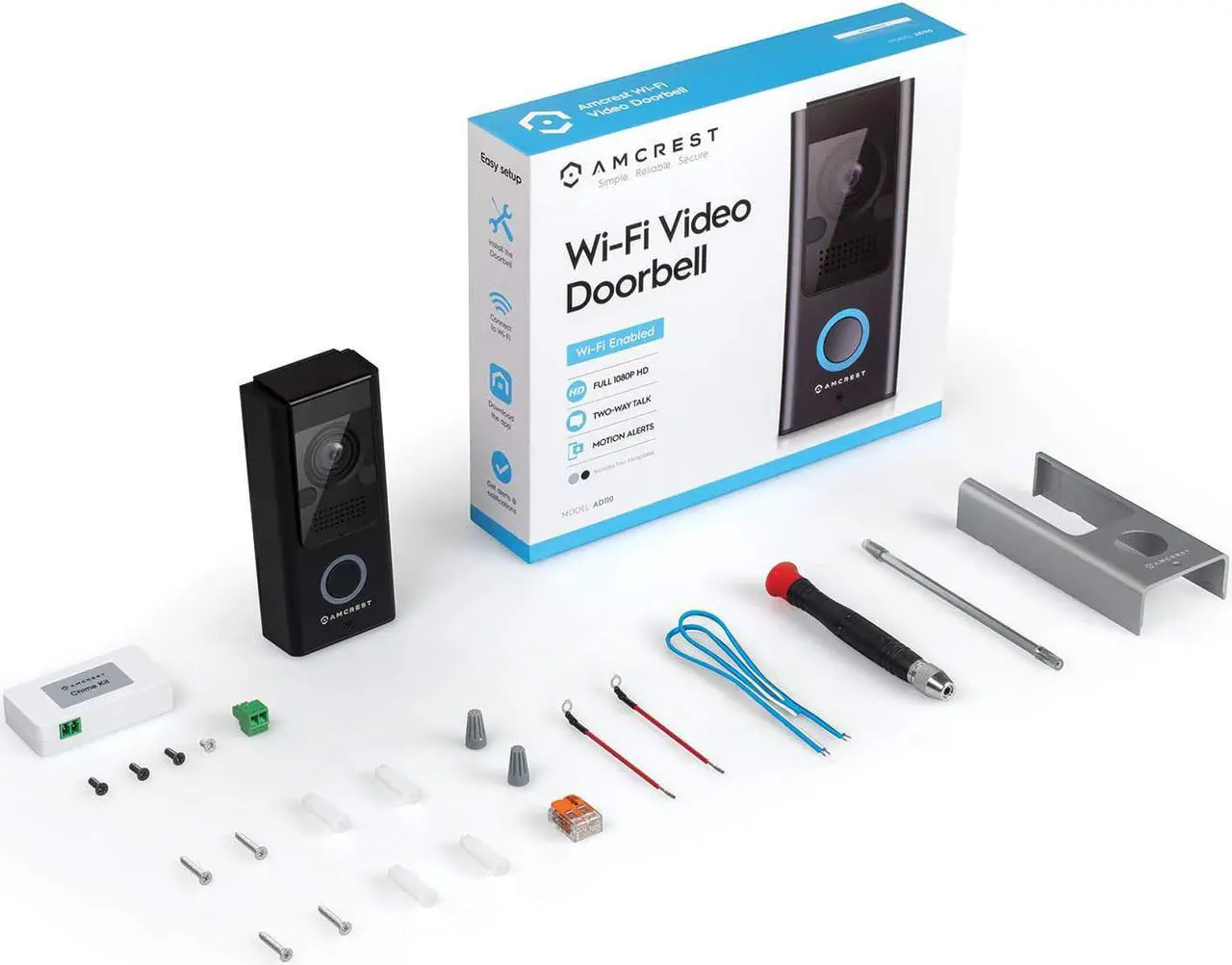 Alt view image 6 of 7 - Amcrest 1080P Video Doorbell Camera Pro, Outdoor Smart Home 2.4GHz WiFi Doorbell Camera (Wired Power), MicroSD Card, PIR Motion Detect, RTSP, IP55 Weatherproof, 140º Wide-Angle (Refurbished) REP-AD110