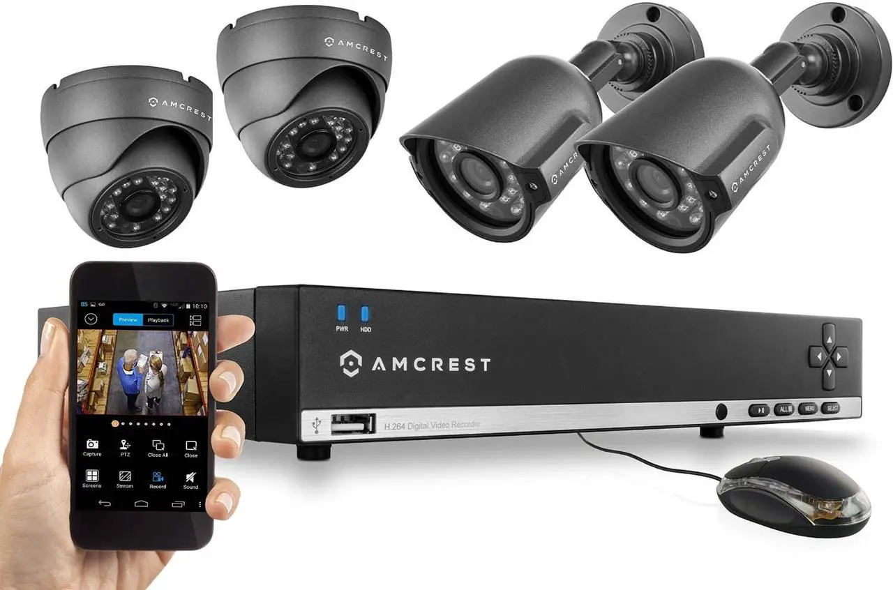 Main image of Amcrest 960H 4CH 500GB DVR Security Camera System w/ 2 x 800+ TVL Bullet Cameras & 2 x 800+ TVL Dome Cameras