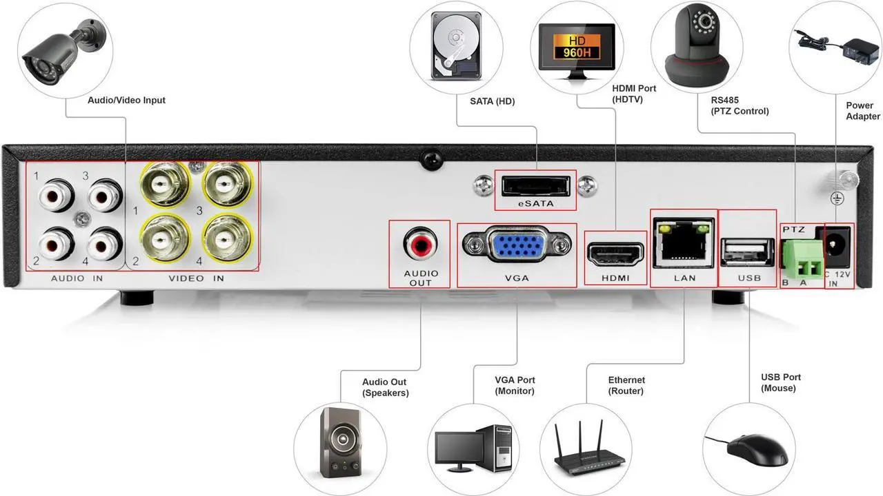 Alt view image 6 of 12 - Amcrest 960H 4CH 500GB DVR Security Camera System w/ 2 x 800+ TVL Bullet Cameras & 2 x 800+ TVL Dome Cameras