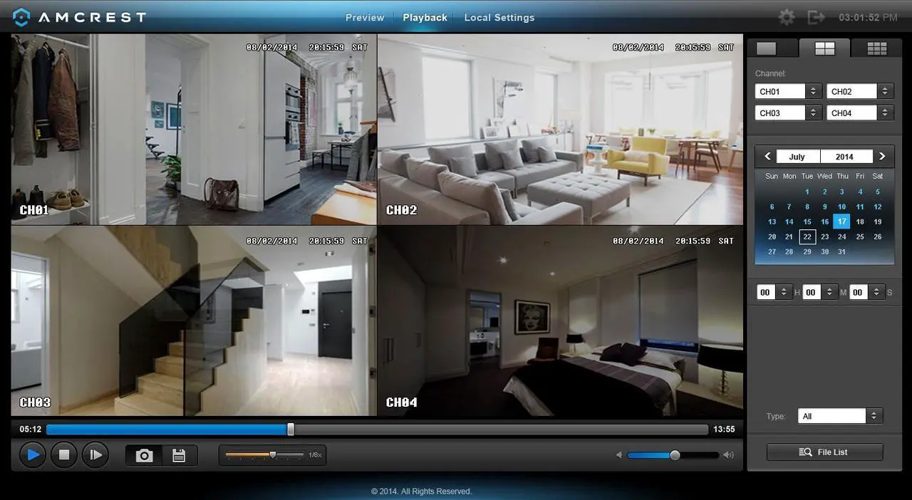 Alt view image 7 of 12 - Amcrest 960H 4CH 500GB DVR Security Camera System w/ 2 x 800+ TVL Bullet Cameras & 2 x 800+ TVL Dome Cameras