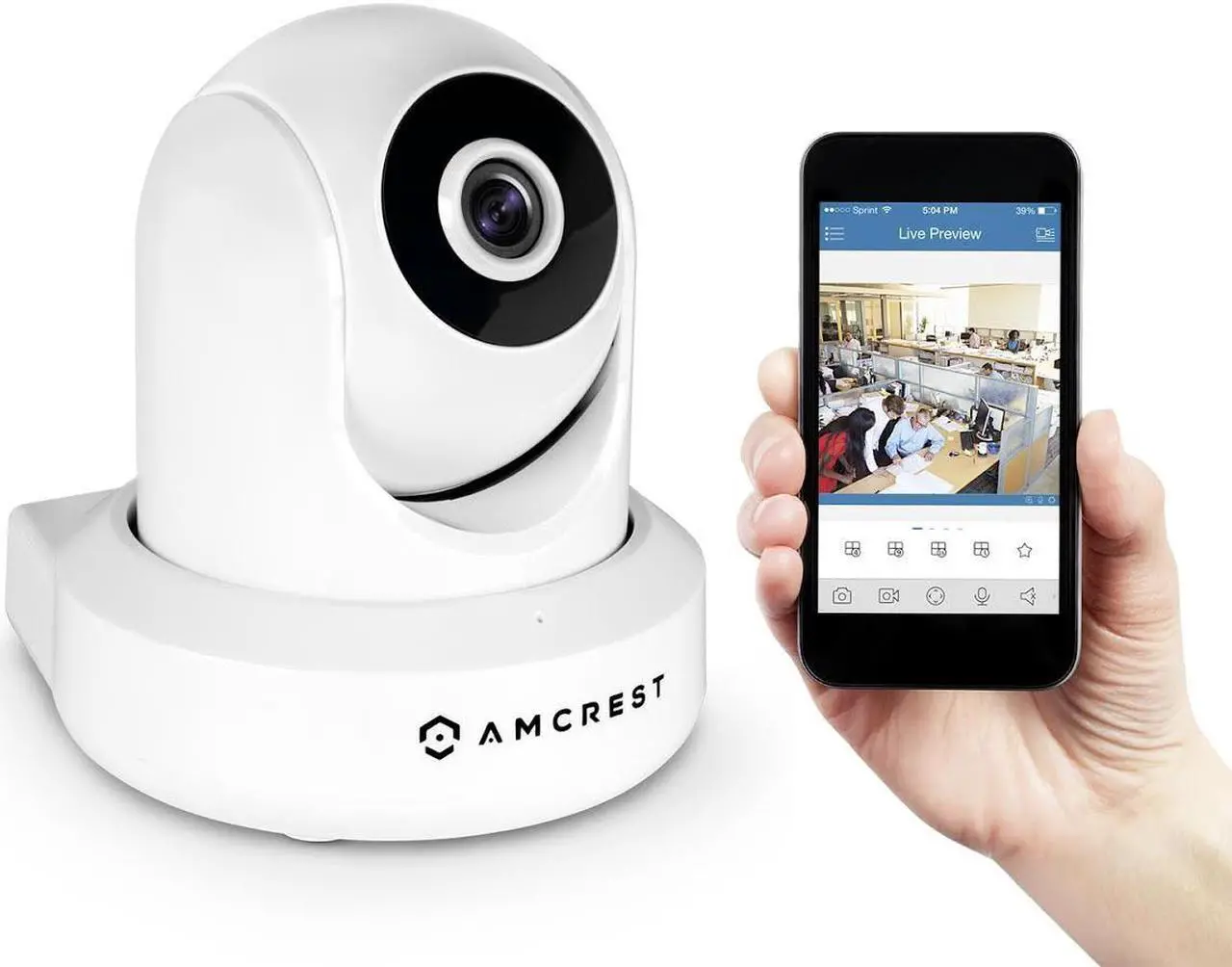 Alt view image 2 of 6 - Amcrest 2K WiFi Security Camera UltraHD 3MP Pan Tilt Wireless IP Camera Dual Band 5ghz/2.4ghz,  Two-Way Audio, 3-Megapixel (3MP/2304TVL), Cloud/MicroSD/NVR Storage, PTZ Digital Zoom IP3M-941W (White)