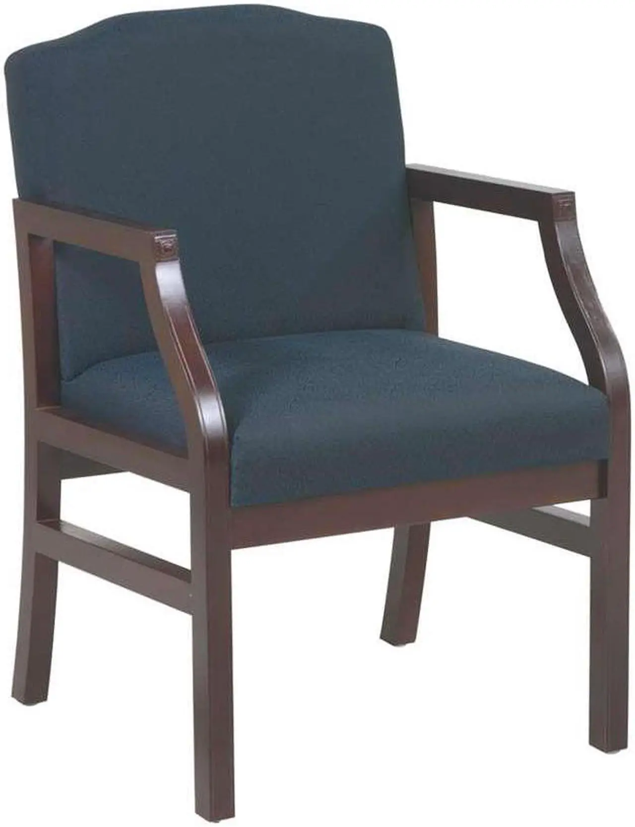 Main image of HERCULES Series Crown Back Stacking Banquet Chair in Navy Blue Dot Patterned Fabric - Gold Vein Frame