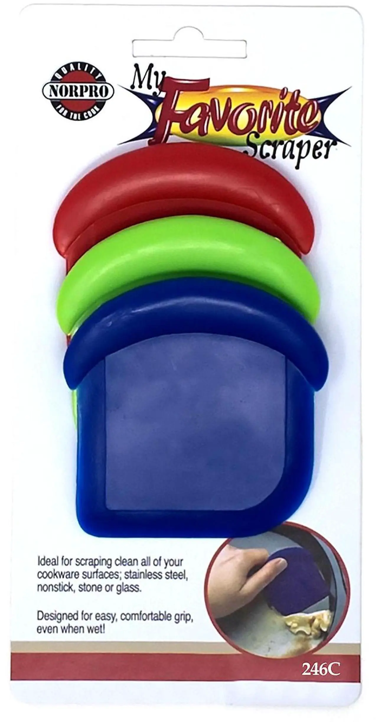 Alt view image 5 of 5 - Norpro My Favorite Scraper, 3 Piece Set, Red/Blue/Green