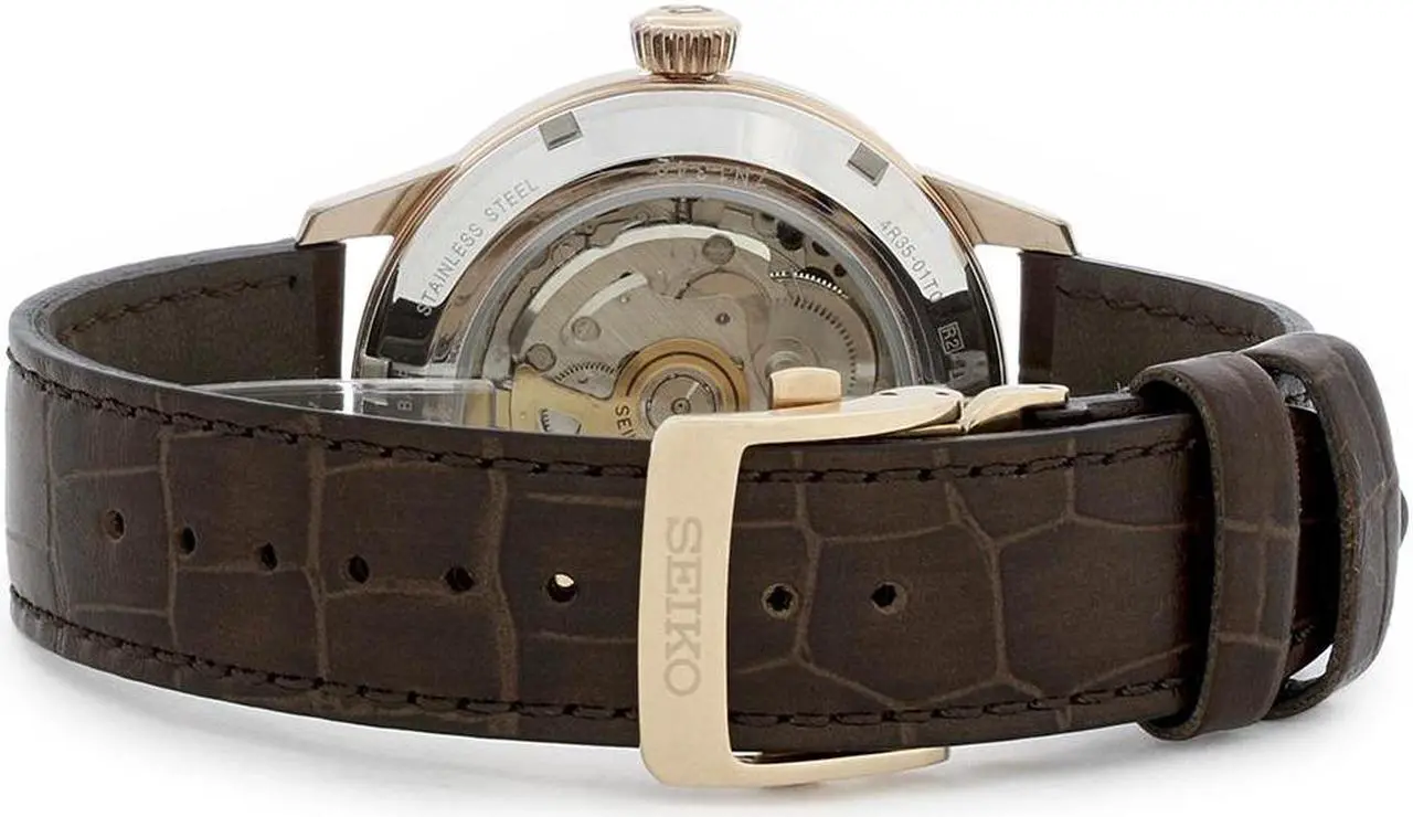 Alt view image 2 of 9 - Seiko Presage Mens Rose Gold Plated Stainless Steel Automatic Watch SRPB46