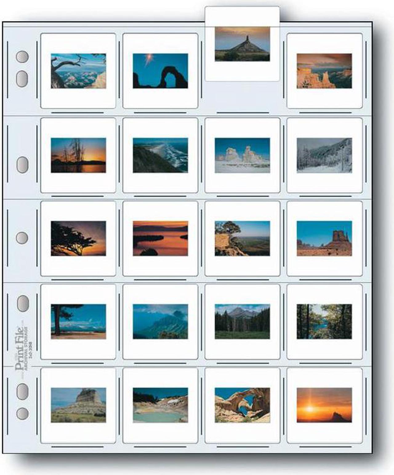 Print File Archival 35mm Slide Pages Holds Twenty 2 x 2" Mounted Transparencies