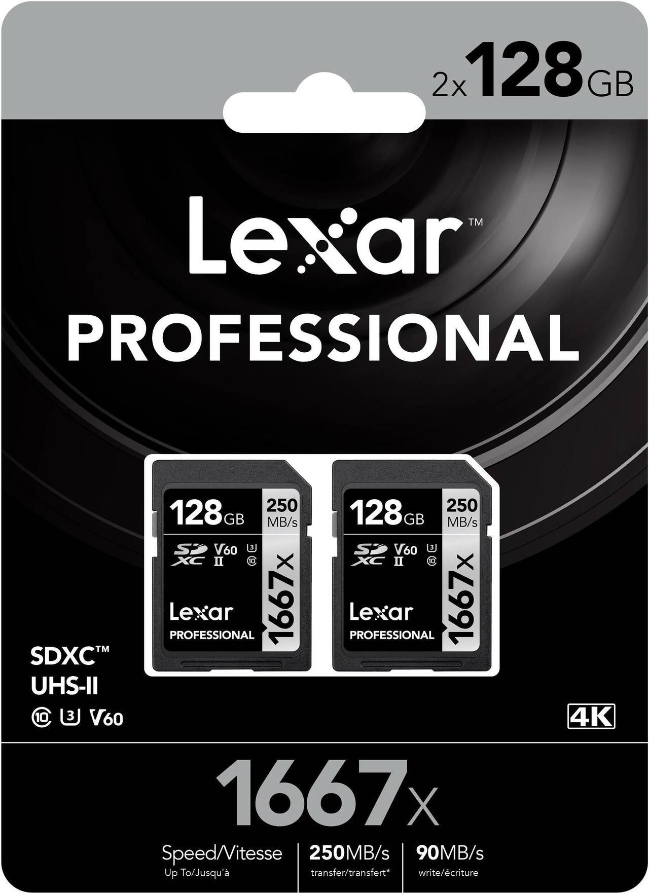 Main image of Lexar SILVER Series Professional 1667x 128GB UHS-II SDXC Memory Card, 2-Pack