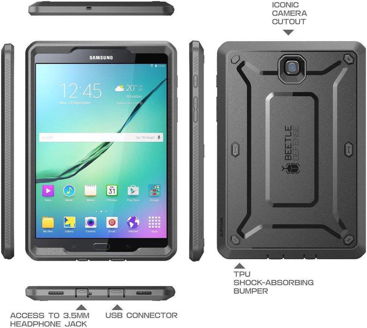 Alt view image 2 of 10 - Galaxy Tab S2 9.7 Case, SUPCASE [Heavy Duty] Case for Samsung Galaxy Tab S2 9.7 Tablet [Unicorn Beetle PRO Series] Rugged Hybrid Protective Cover w/ Builtin Screen Protector Bumper (Black/Black)