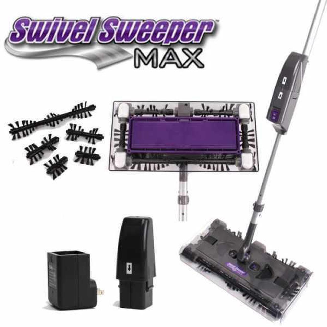 Alt view image 2 of 7 - Swivel Sweeper Max - Cordless, Rechargeable, Lightweight Floor & Carpet Sweeper