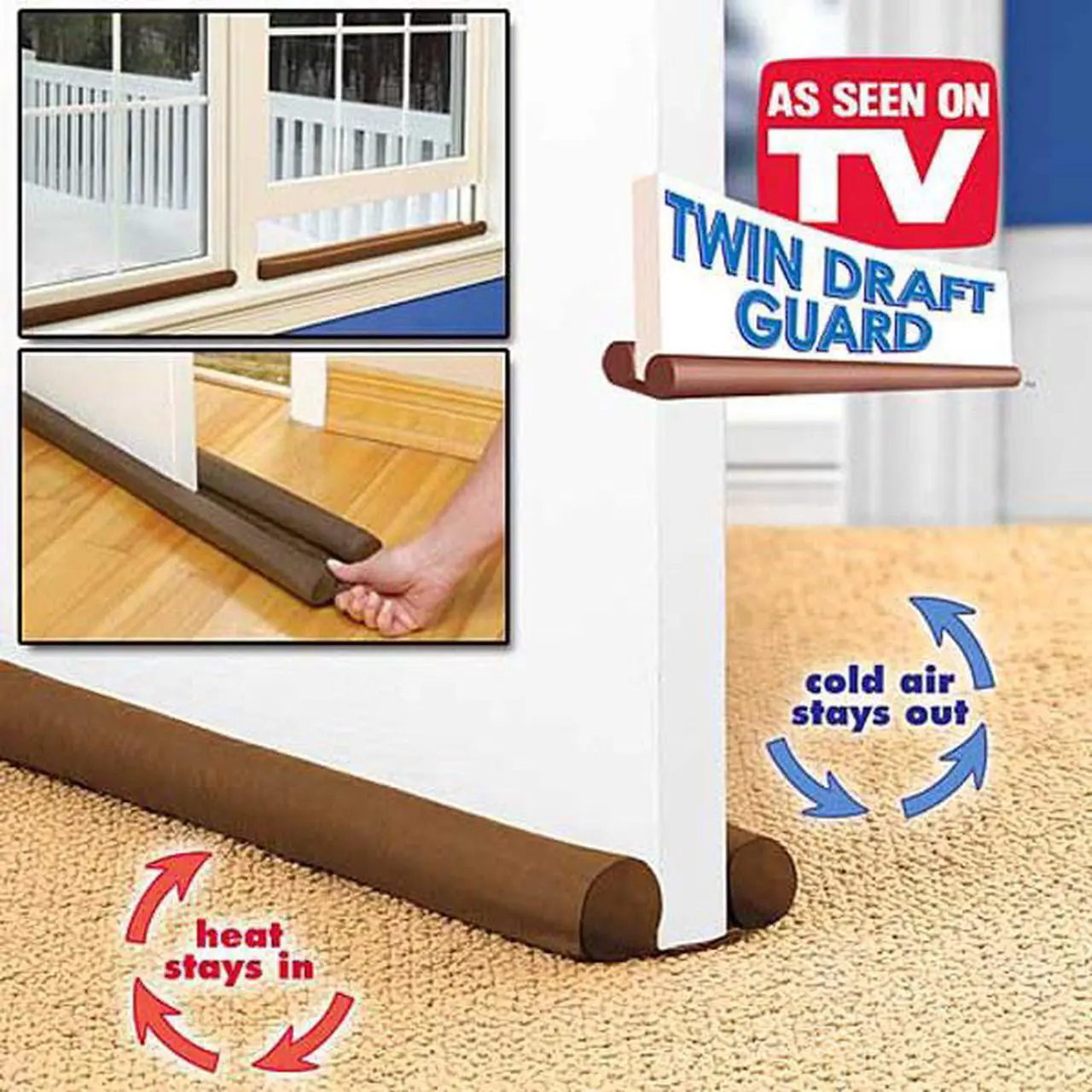 Alt view image 3 of 6 - Twin Draft Guard for Doors & Windows - Brown- Set of 2