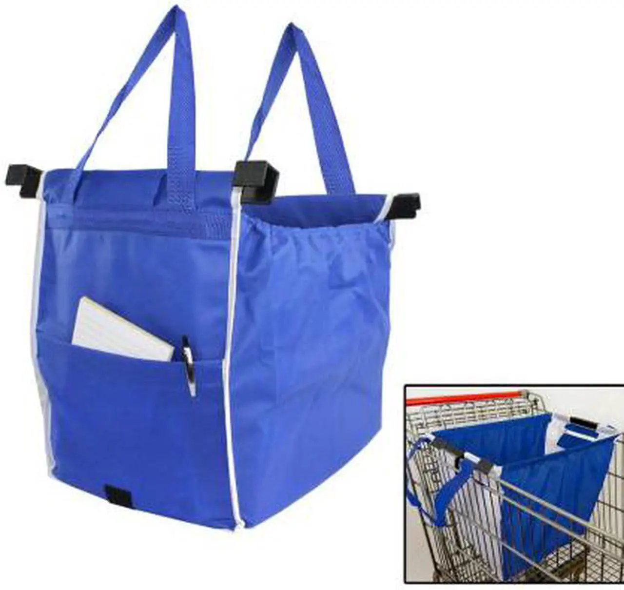 Alt view image 5 of 5 - Grab And Go Bag- Reusable Shopping Cart Bag with Cart Clips (2)