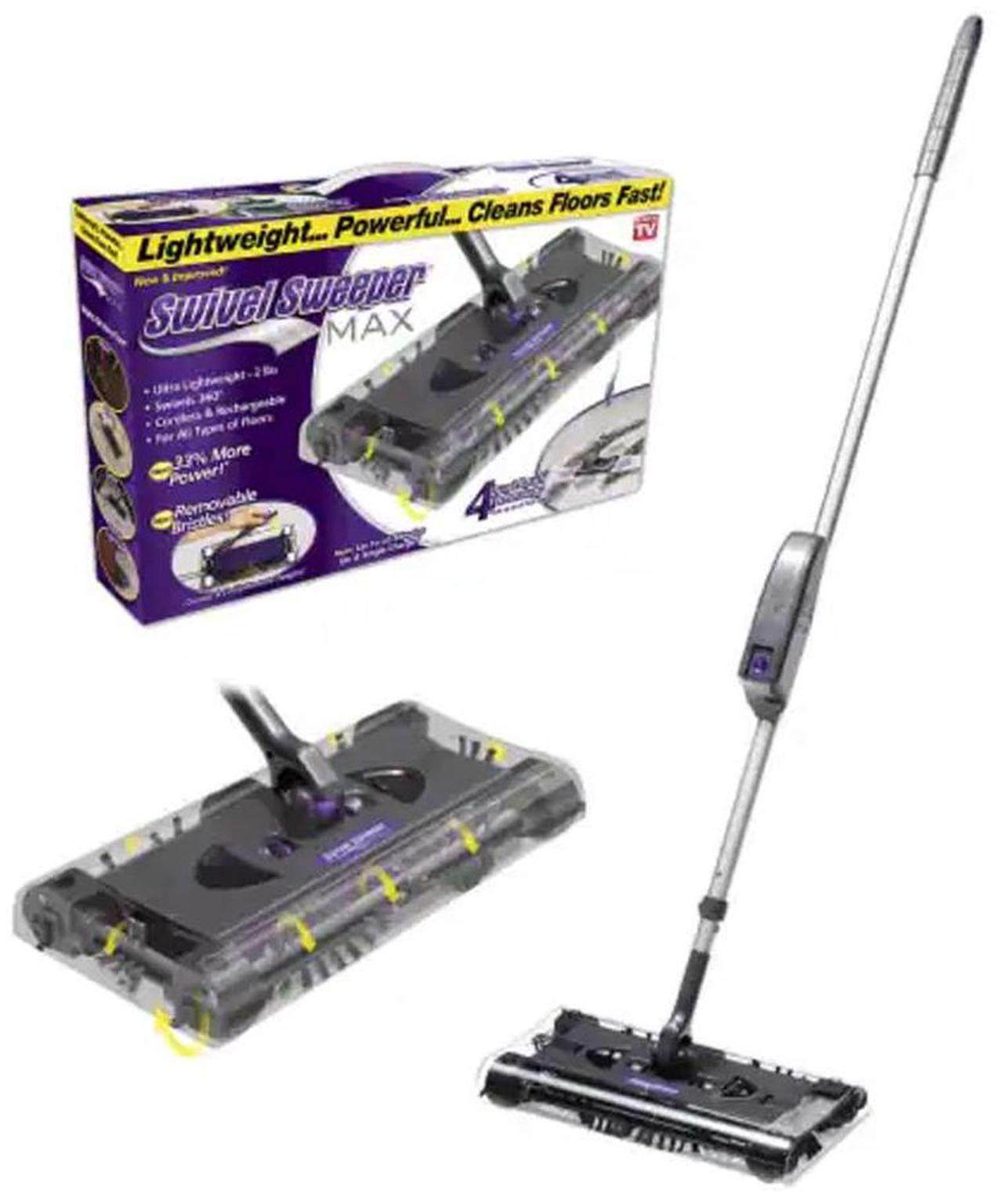 Alt view image 6 of 7 - Swivel Sweeper Max - Cordless, Rechargeable, Lightweight Floor & Carpet Sweeper
