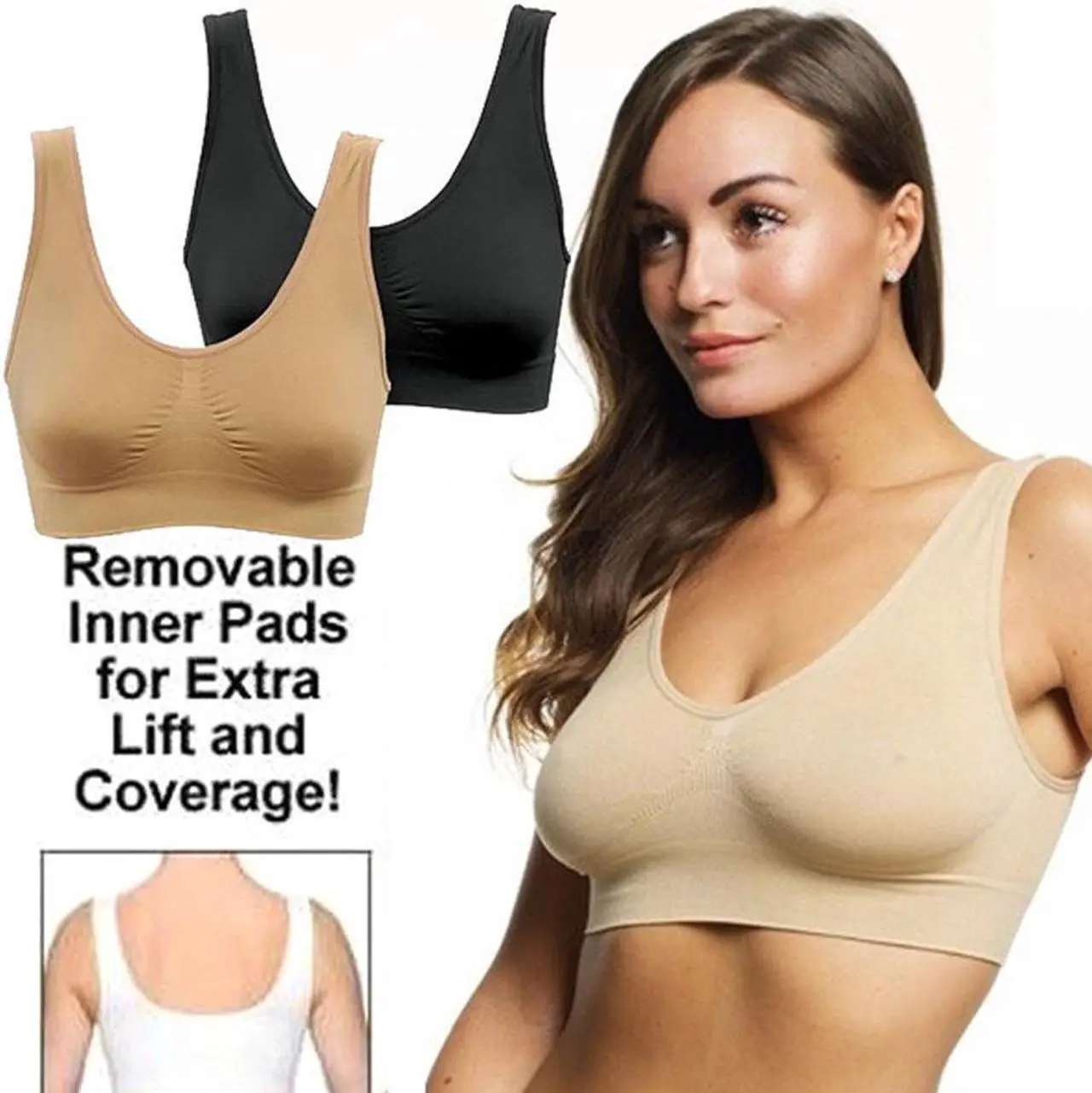 Alt view image 5 of 5 - Ahh Bra - Women's Seamless Leisure Bra (Black, Medium) Bust: 36-37