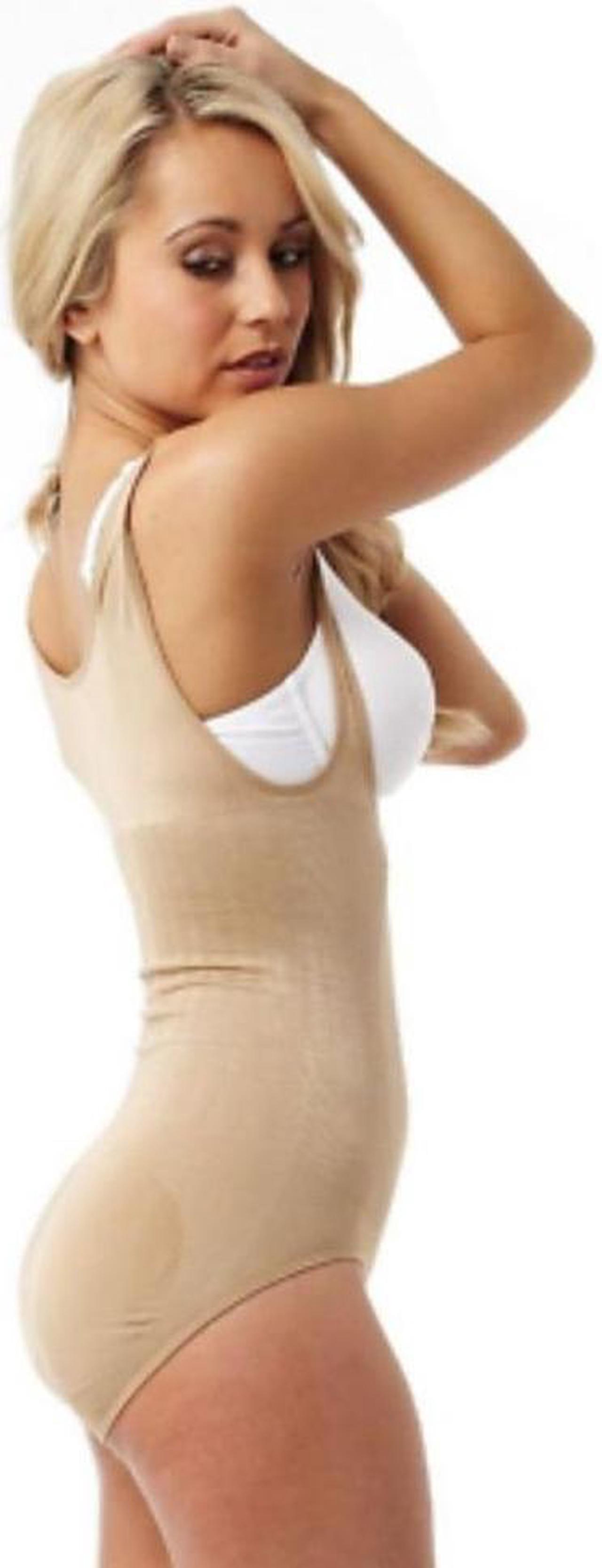 Alt view image 4 of 5 - Belvia Shapewear Slimming Bodysuit, Beige (XXX-Large)