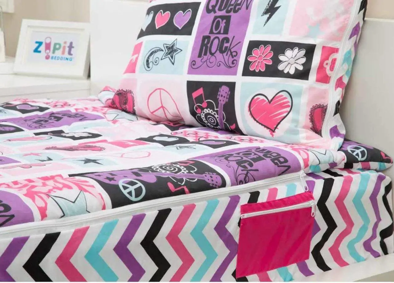 Alt view image 4 of 4 - As Seen on TV ZIPIT Bedding Set, Rock Princess(Twin)