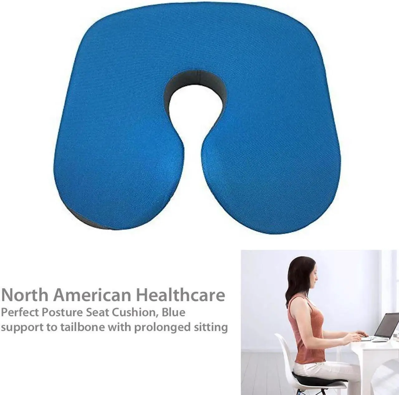 Alt view image 4 of 6 - North American Healthcare Perfect Posture Seat Cushion, Blue