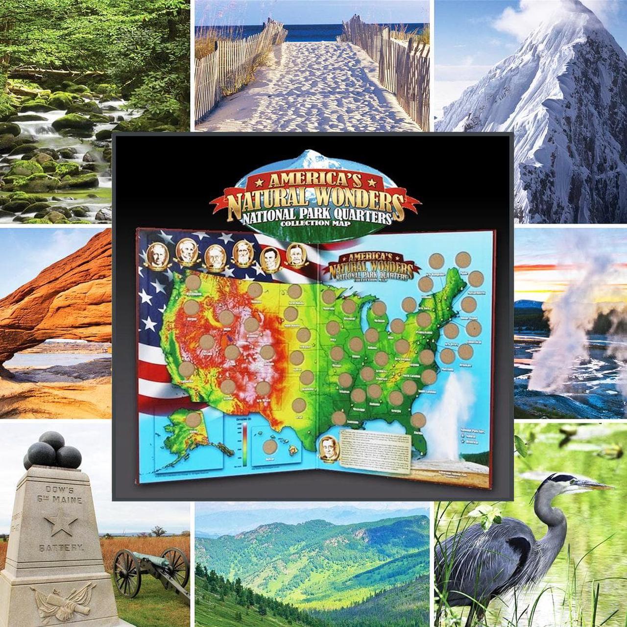 Alt view image 2 of 5 - America's Natural Wonders National Park Quarters Collection Map