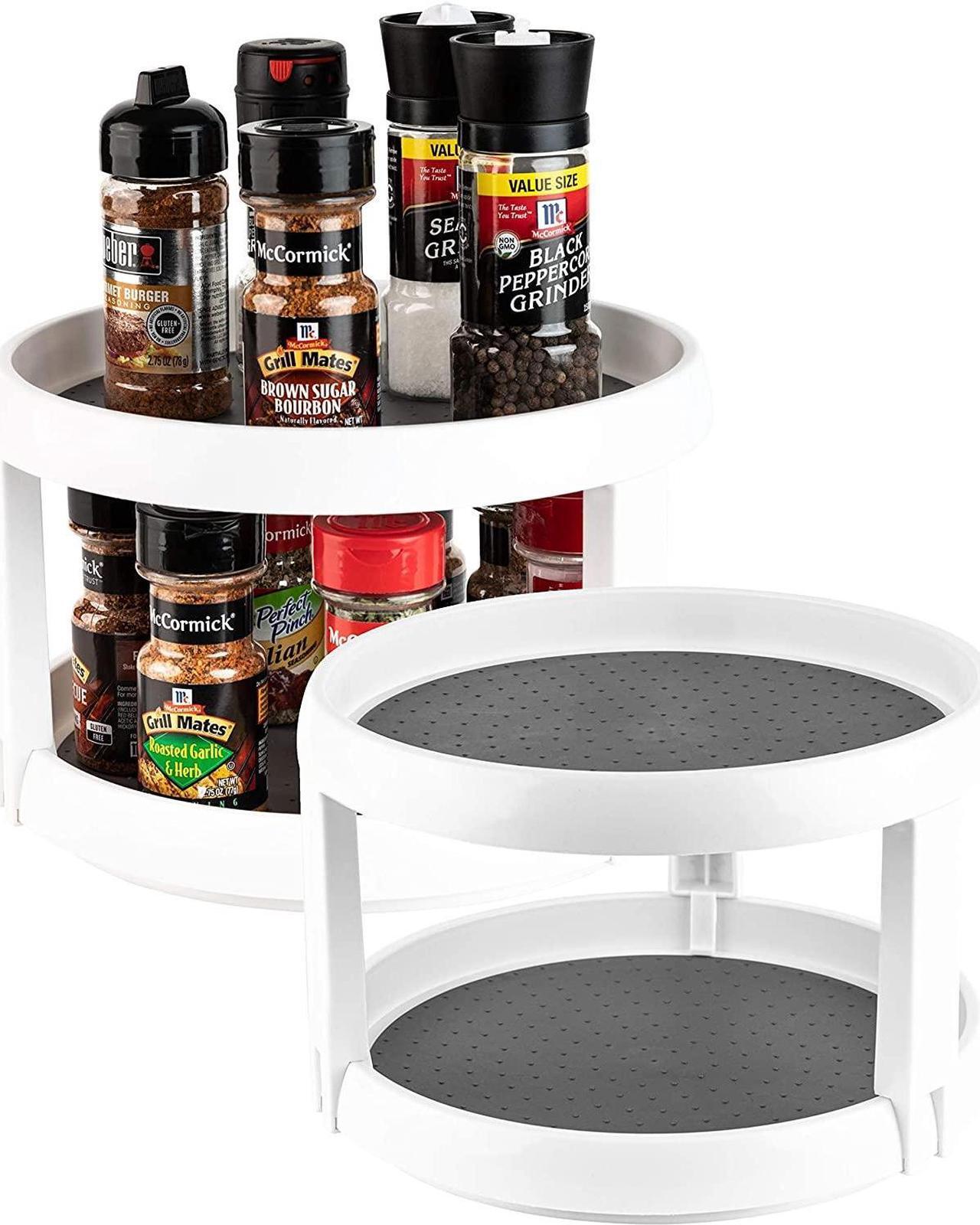 Alt view image 3 of 4 - Two-Level Turntable Spice Storage Rack