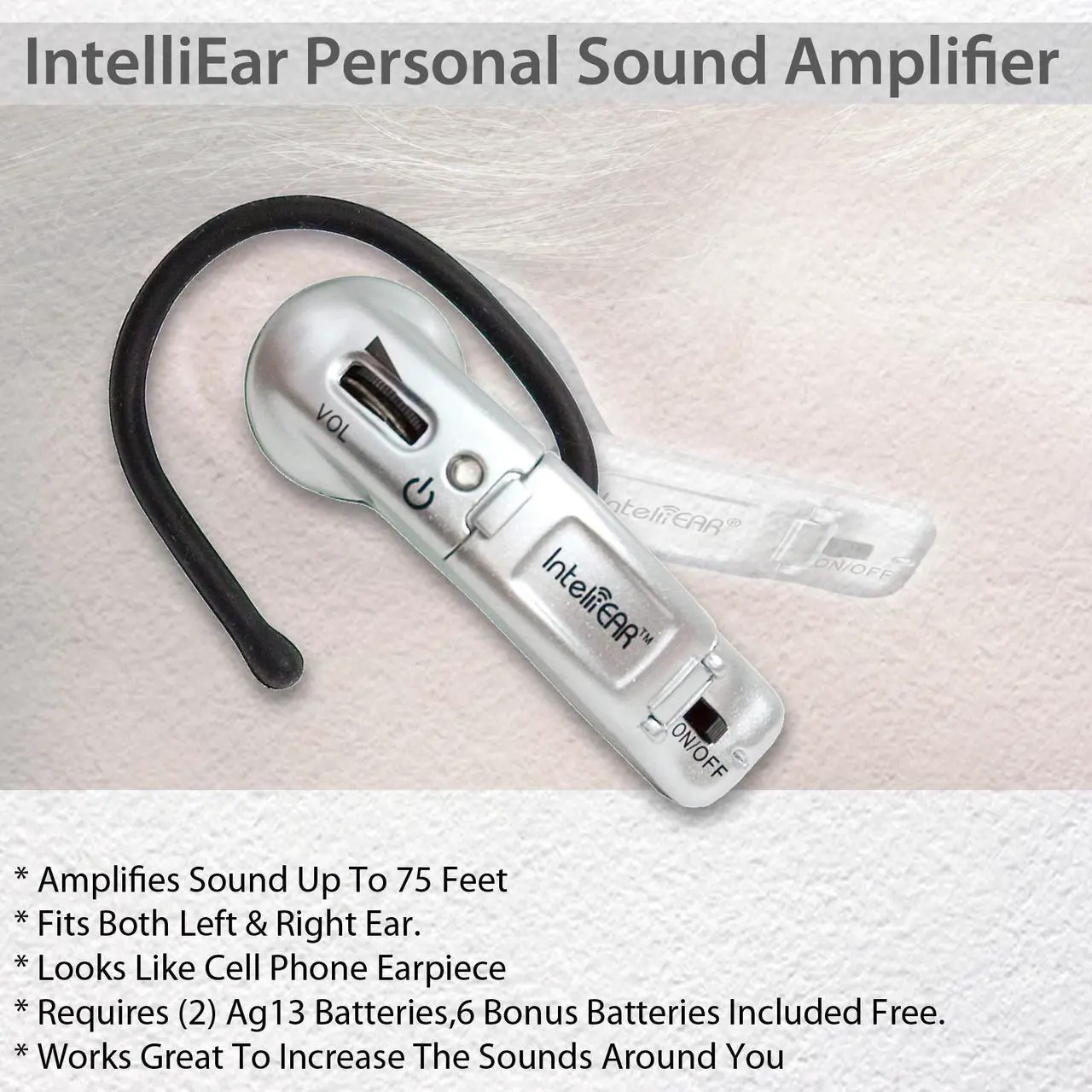 Alt view image 3 of 3 - IntelliEar Personal Sound Amplifier (Battery Operated)