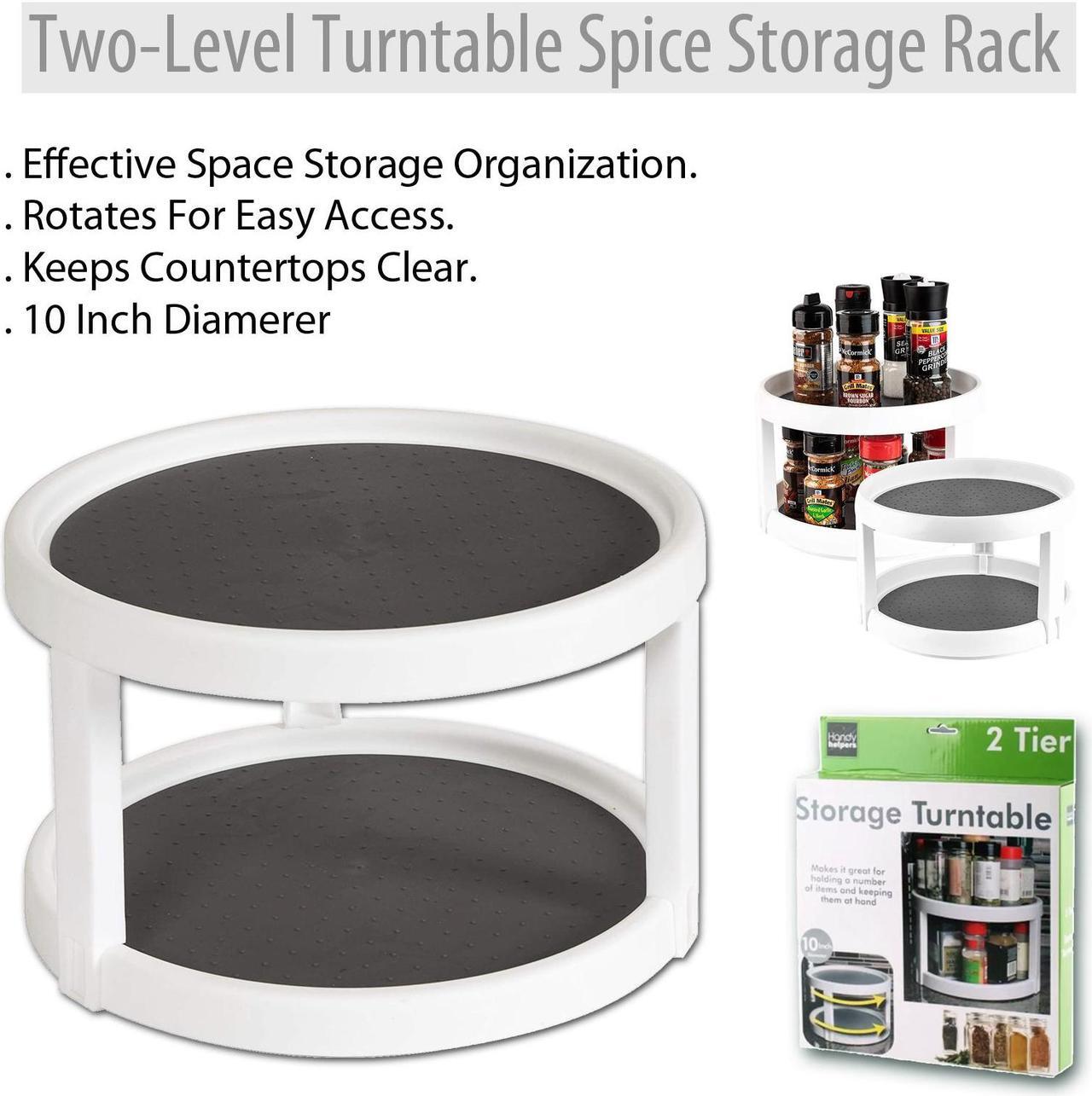 Alt view image 4 of 4 - Two-Level Turntable Spice Storage Rack