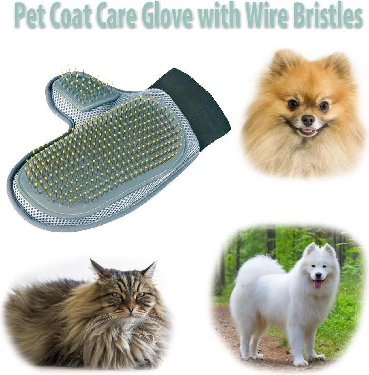 Alt view image 2 of 2 - Wire Bristle Pet Coat Care Glove - Gentle Grooming for Healthy Fur