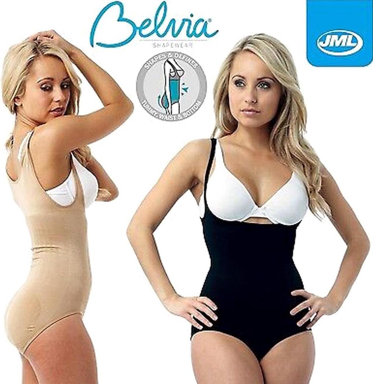 Alt view image 3 of 5 - Belvia Shapewear Slimming Bodysuit, Beige (XXX-Large)