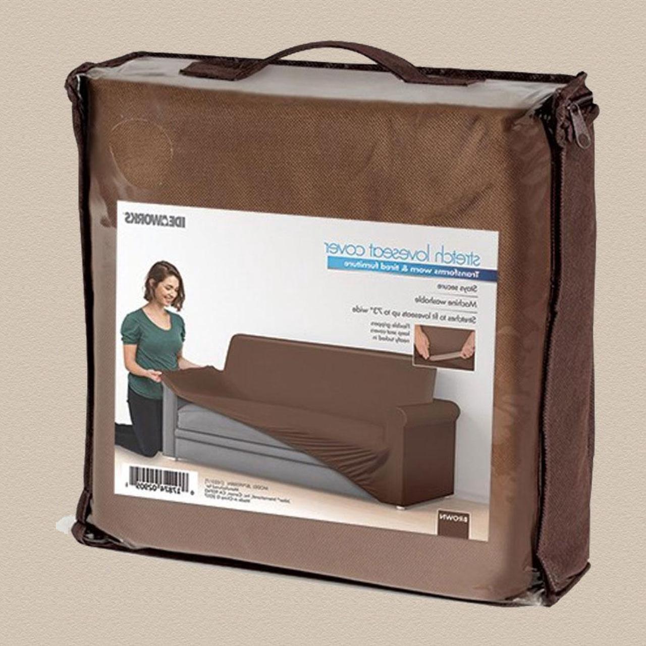 Alt view image 5 of 5 - Universal Stretch Love Seat Cover (Brown) - Ideal for Any Décor