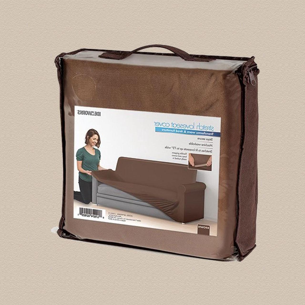 Alt view image 4 of 5 - Universal Stretch Love Seat Cover (Brown) - Ideal for Any Décor