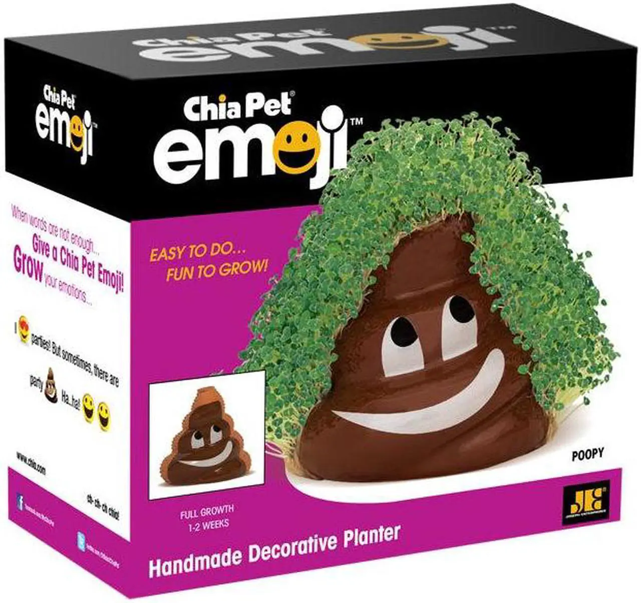 Alt view image 3 of 6 - Chia Pet Emoji Poopy with Seed Pack, Decorative Pottery Planter, Easy to Do and Fun to Grow, Novelty Gift, Perfect for Any Occasion