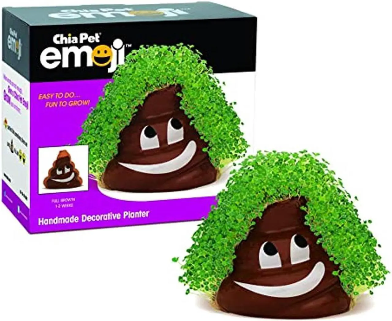 Alt view image 2 of 6 - Chia Pet Emoji Poopy with Seed Pack, Decorative Pottery Planter, Easy to Do and Fun to Grow, Novelty Gift, Perfect for Any Occasion