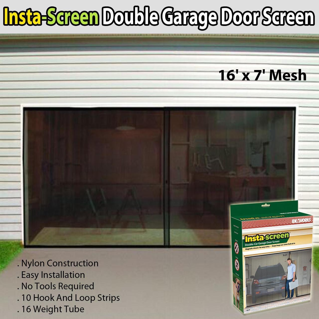 Alt view image 3 of 6 - Insta-Screen Double Garage Door Screen - 16' x 7' Mesh