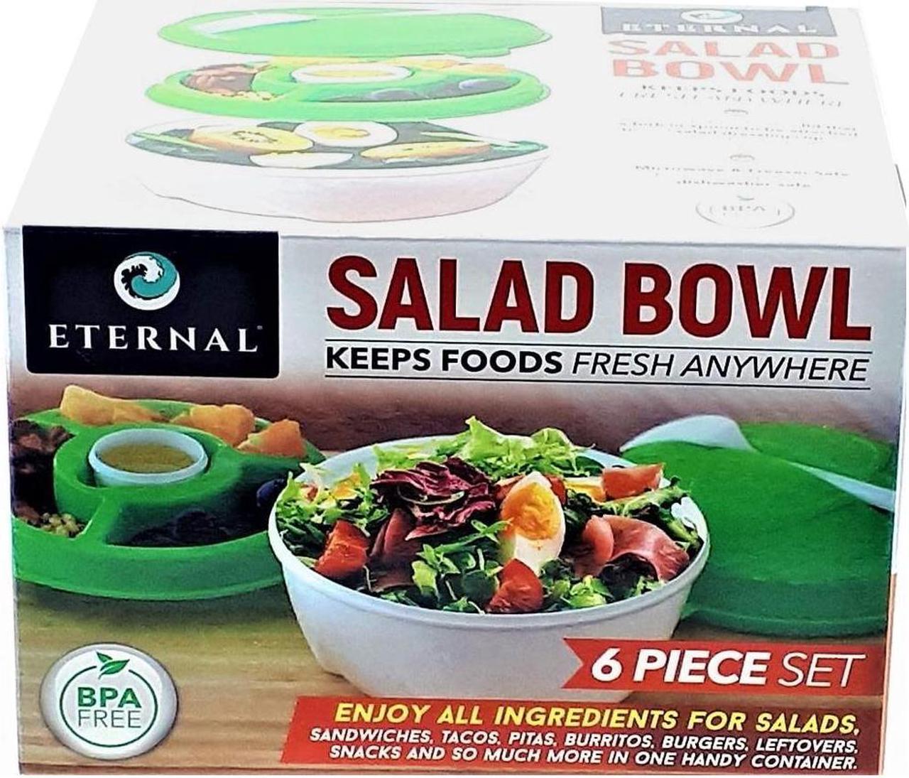 Alt view image 2 of 5 - Salad Bowl & Lunch Box Set - Leak Proof - BPA-Free -6 Pieces Set -Large - Green