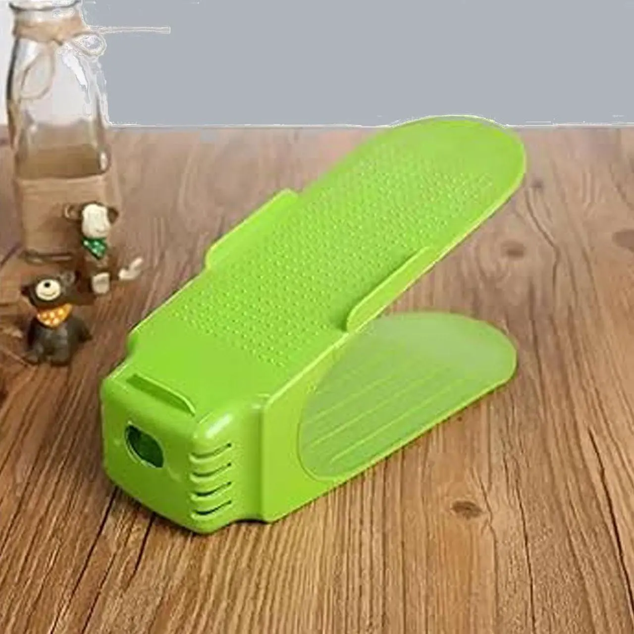 Alt view image 2 of 3 - Shoe Double Decker - Efficient Space-Saving Organizer- Green - 2 Pack