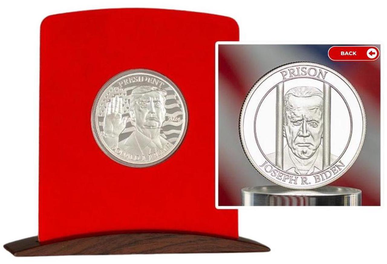Main image of Donald Trump 2024 Commemorative Coin Silver Layered Collectible Case Certificate