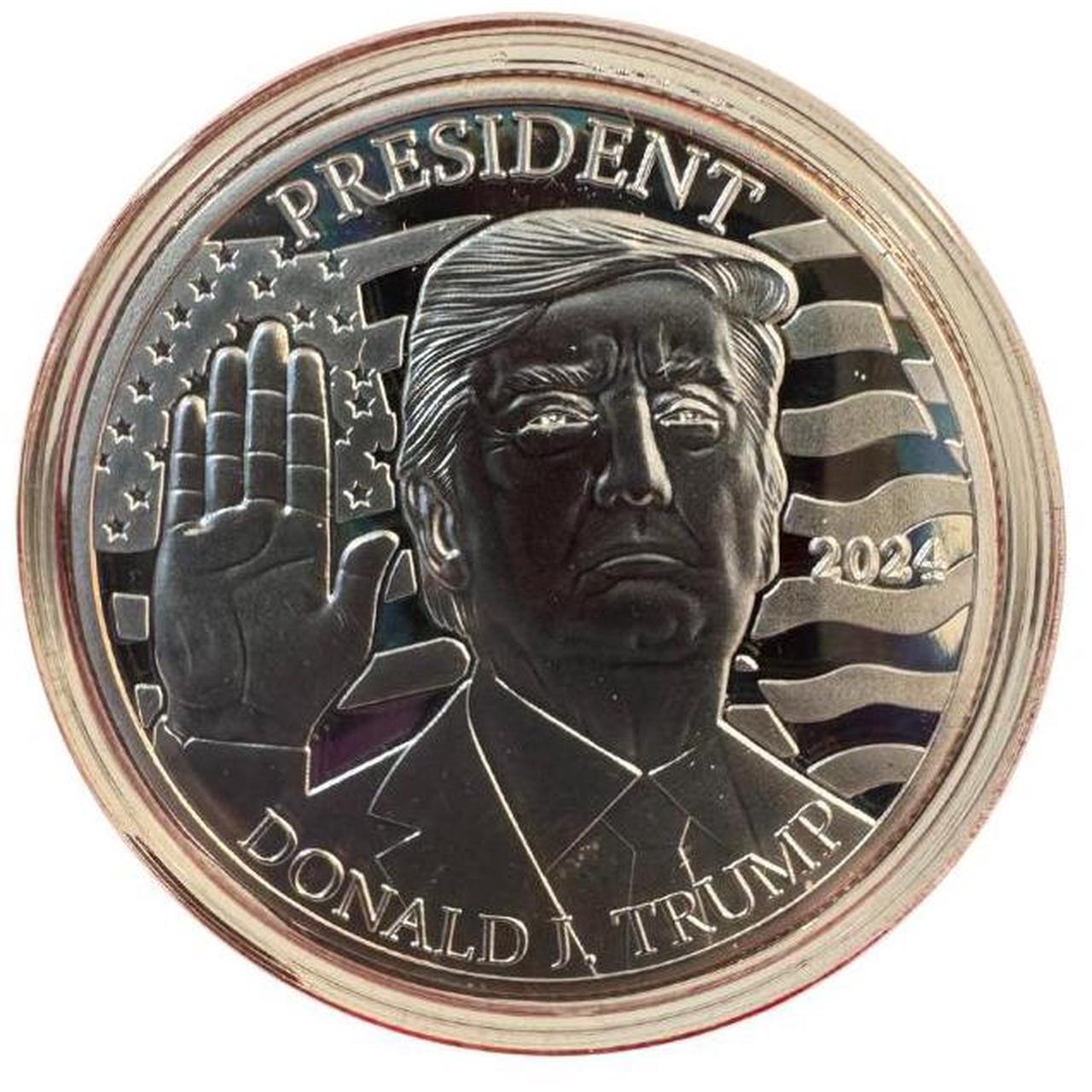 Alt view image 3 of 5 - Donald Trump 2024 Commemorative Coin Silver Layered Collectible Case Certificate