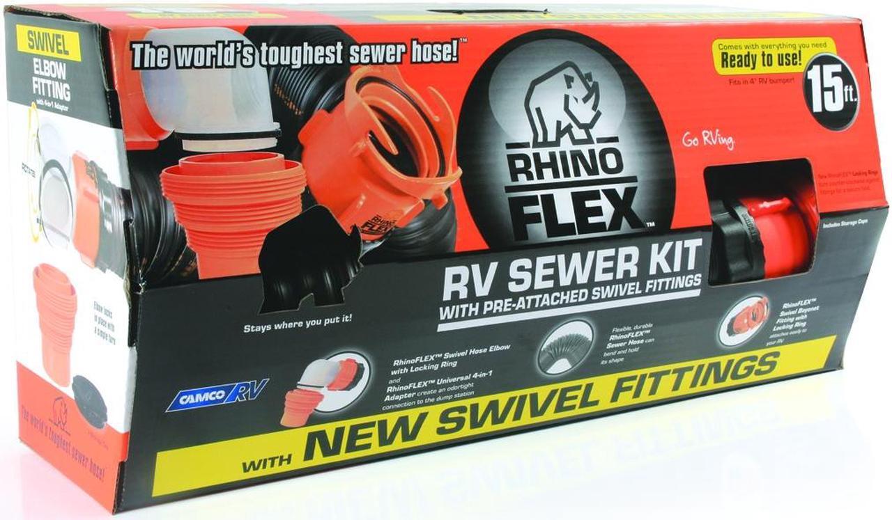 Alt view image 6 of 10 - Camco 15 Ft. RhinoFlex RV Sewer Kit 39761