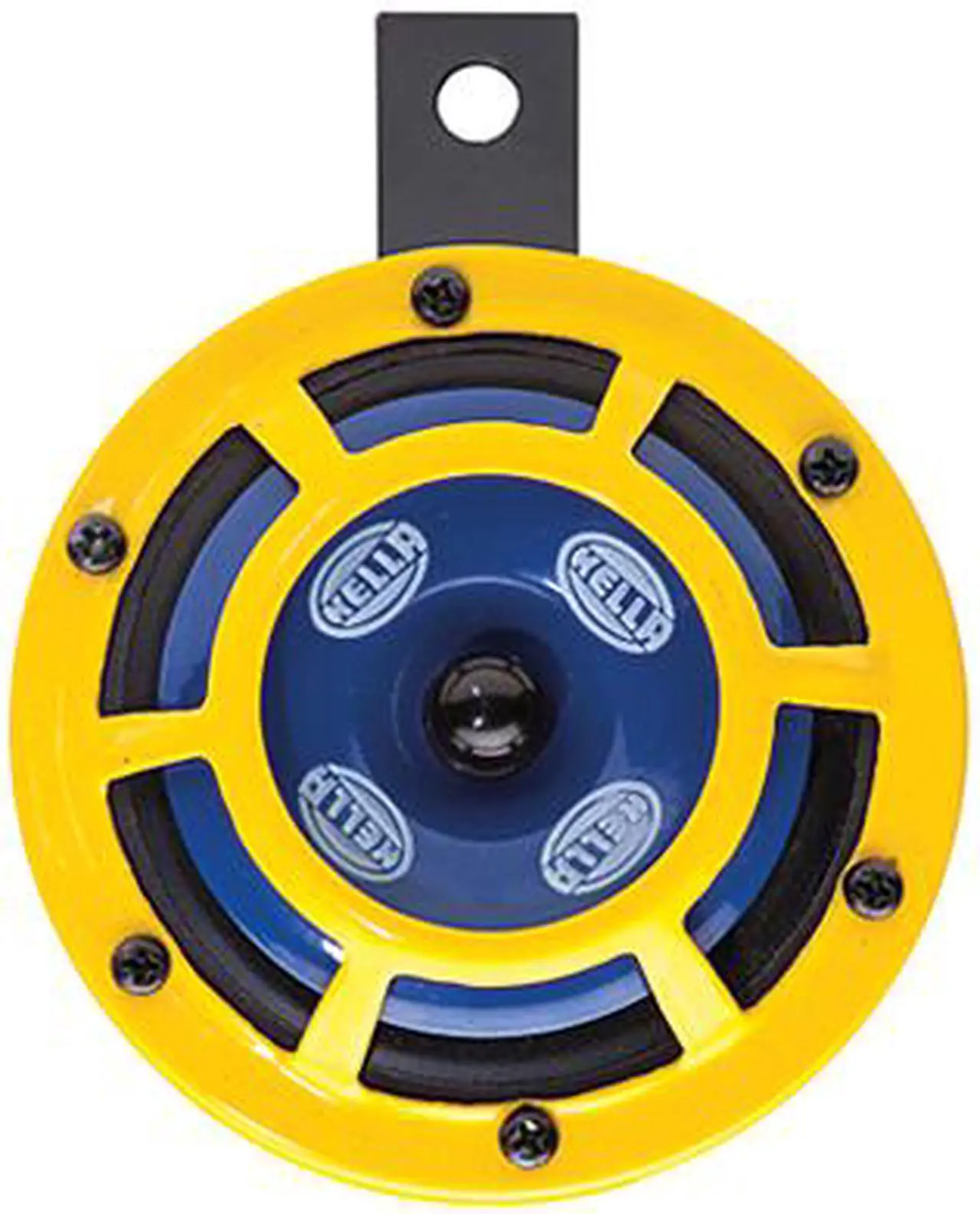 Main image of HELLA H31000001 Sharptone 12V High Tone / Low Tone Twin Horn Kit with Yellow Protective Grill, Includes Relay, 2 Horns