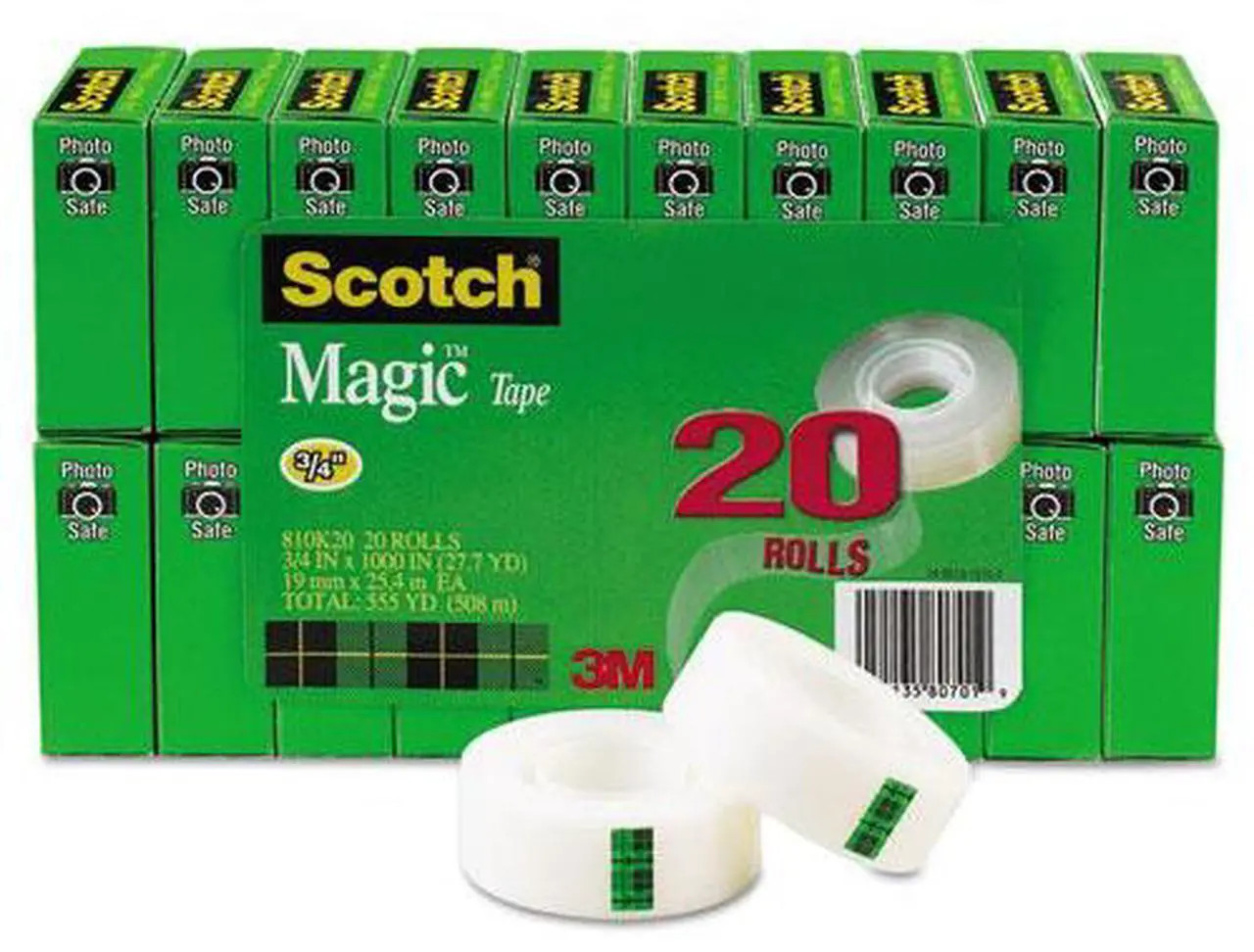 Main image of Magic Tape Value Pack, 3/4" X 1000", 1" Core, Clear, 20/Pack