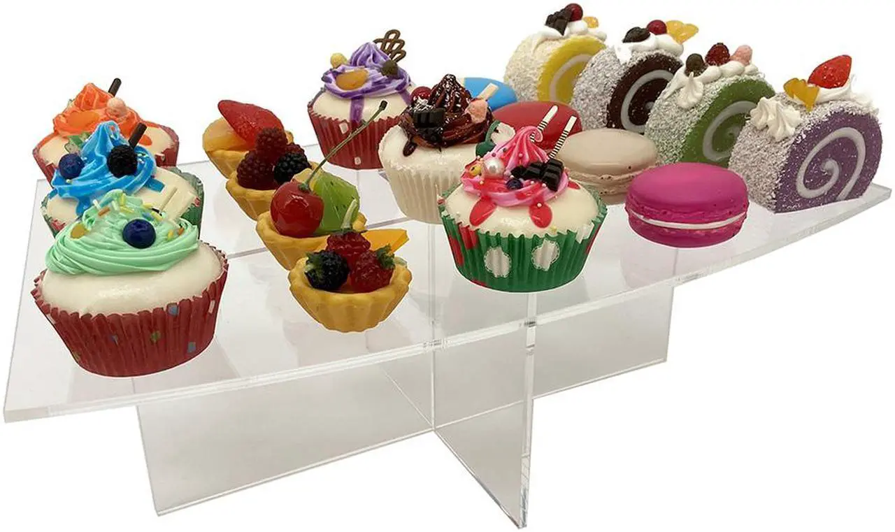 Alt view image 4 of 7 - OnDisplay Cross Tier Acrylic Display Rack/Stand - Clear Food Display Stage (5" Height)