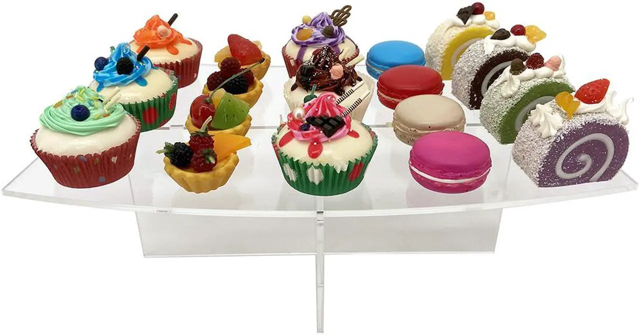 Alt view image 3 of 7 - OnDisplay Cross Tier Acrylic Display Rack/Stand - Clear Food Display Stage (5" Height)