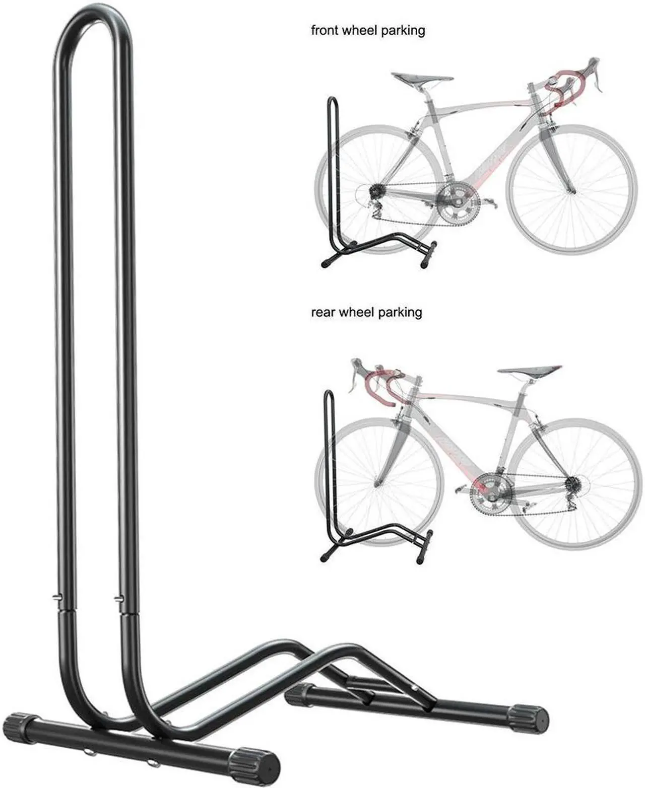 Alt view image 7 of 7 - Vandue Universal Freestanding Bicycle Parking Stand - Fits Road/Mountain Bikes - Indoor/Outdoor