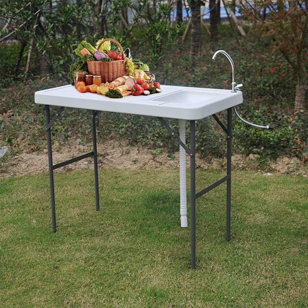 Alt view image 7 of 7 - Modern Home Portable Folding Outdoor Fish Fillet Table for Cleaning/Cutting