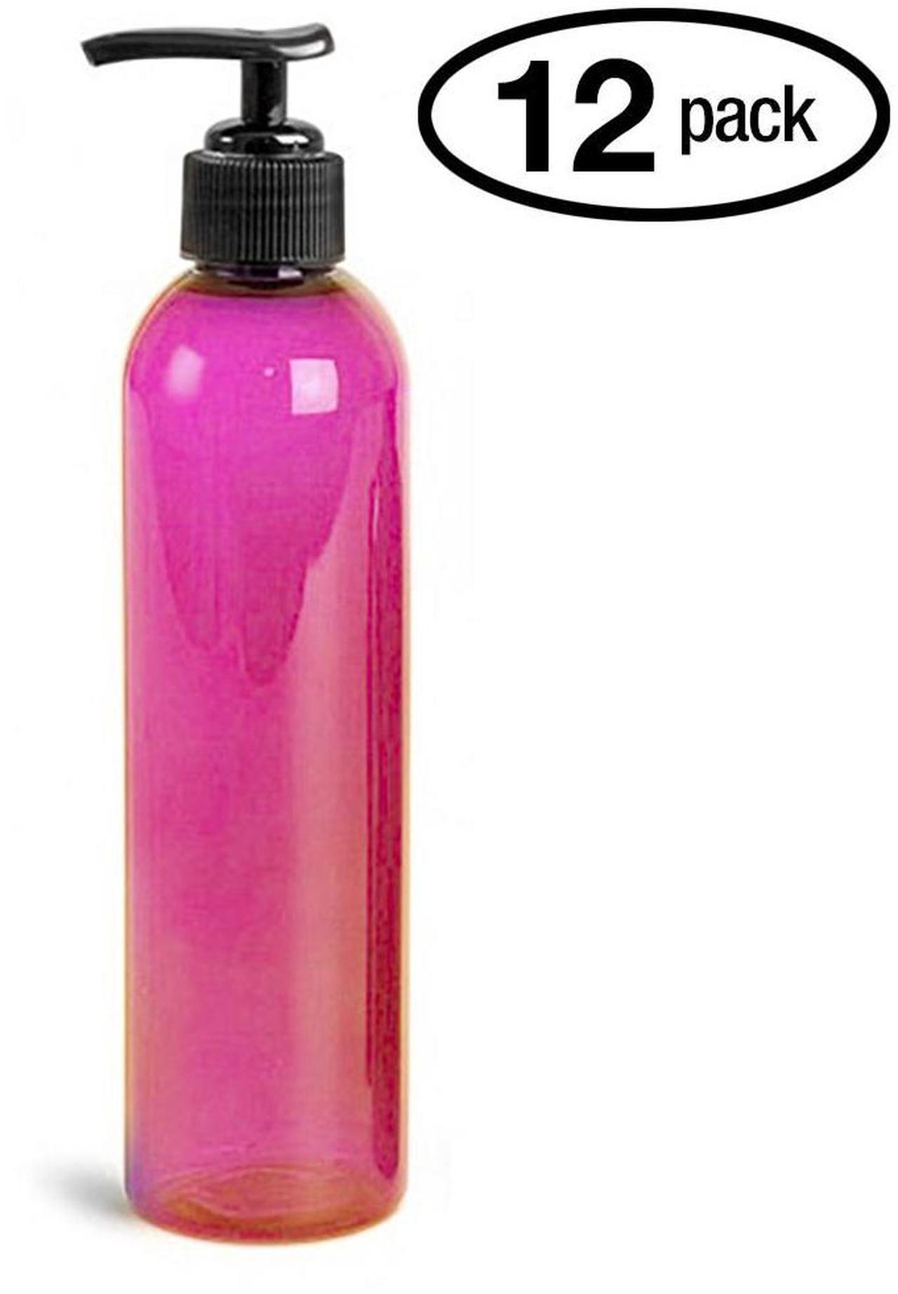 Alt view image 3 of 3 - Royal Massage 8oz Bullet Round Massage Oil/Lotion/Liquid Bottle with Saddle Pump (Pink, Set of 12)
