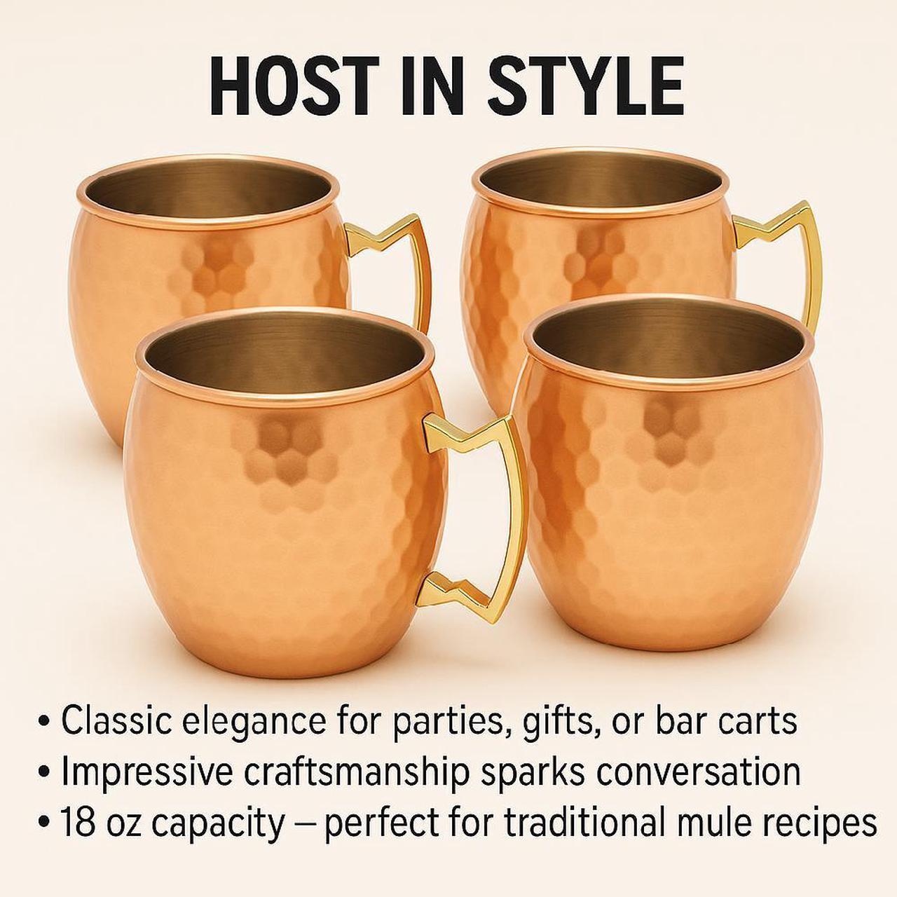 Alt view image 6 of 7 - Modern Home Handmade 16oz Solid Copper Mule Mug  Nickel Lined Barrel Shaped Mug with Brass Handle & Hammered Texture (Single)