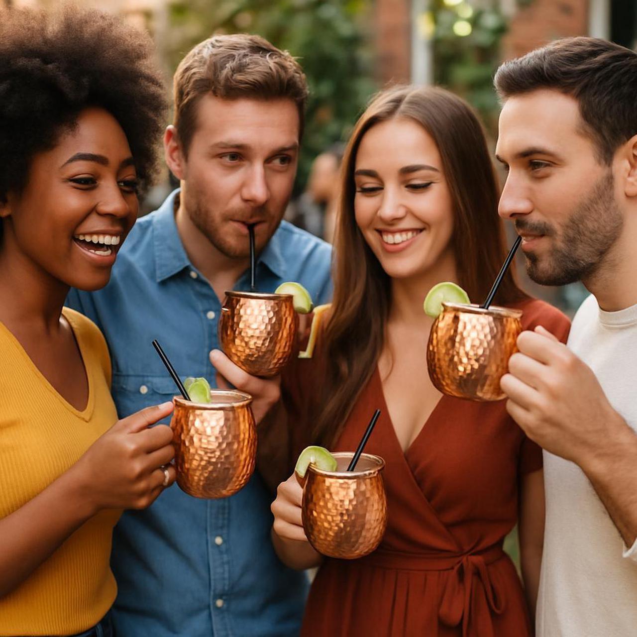 Alt view image 5 of 7 - Modern Home Handmade 16oz Solid Copper Mule Mug  Nickel Lined Barrel Shaped Mug with Brass Handle & Hammered Texture (Single)