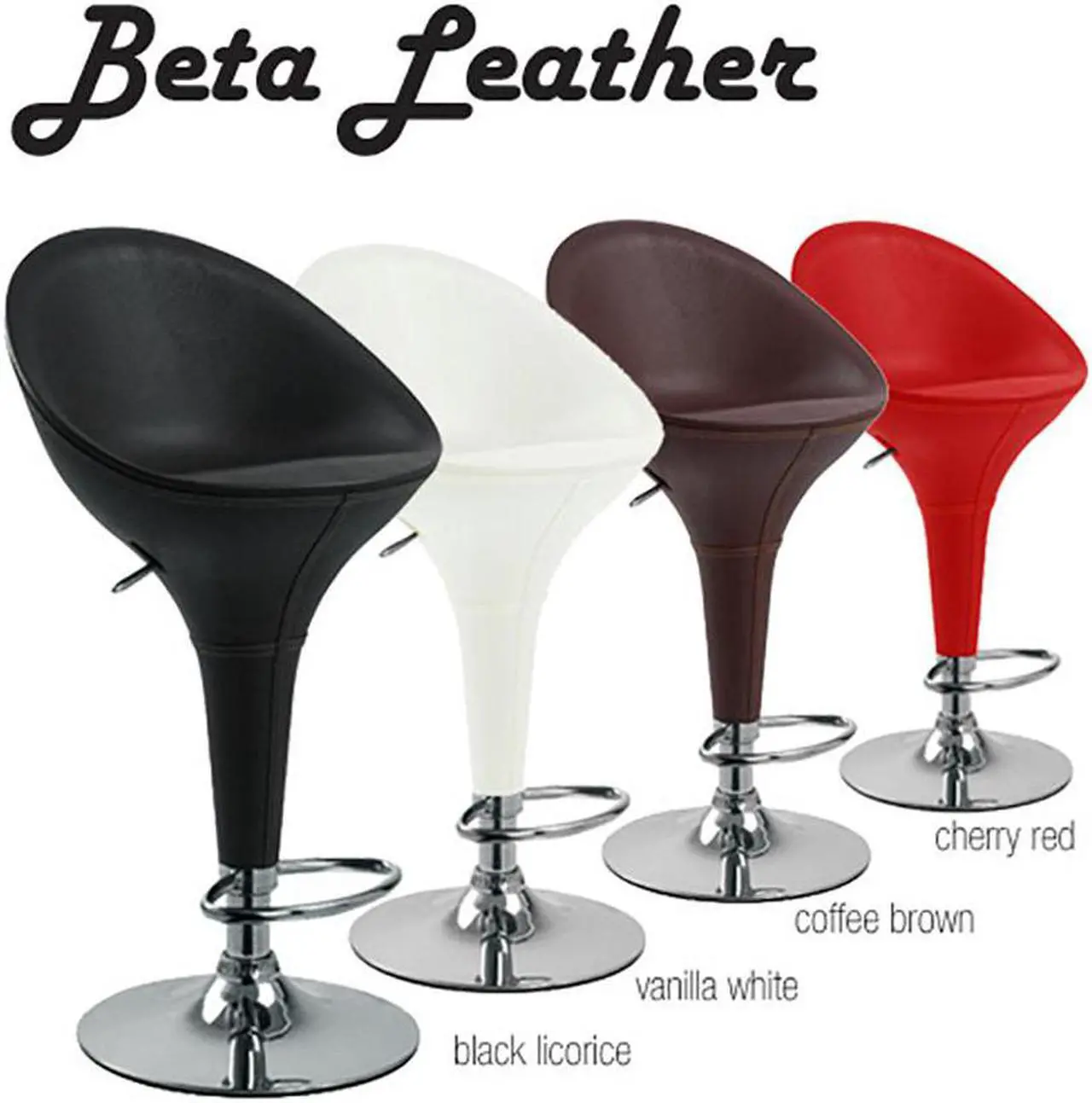 Alt view image 4 of 4 - Modern Home Beta "Leather" Bombo-Style Contemporary Adjustable Barstool (Coffee Brown)