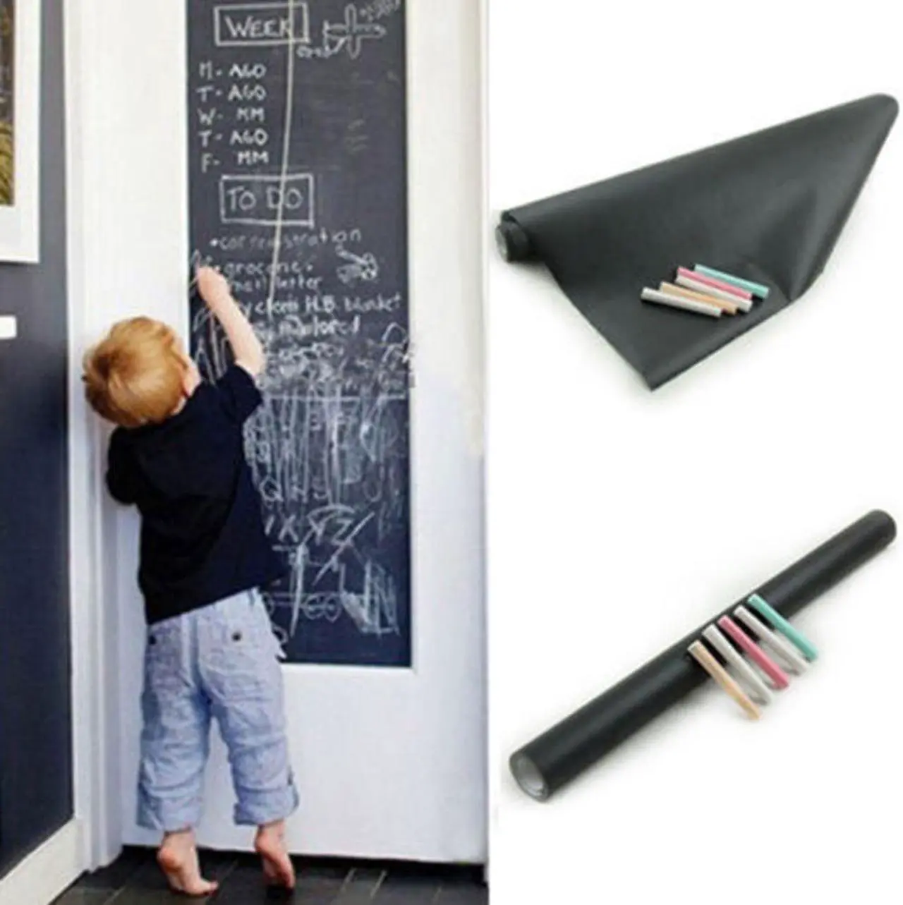 Alt view image 4 of 4 - Modern Home Adhesive Blackboard Wallpaper Stickers - 23.6" x 79"