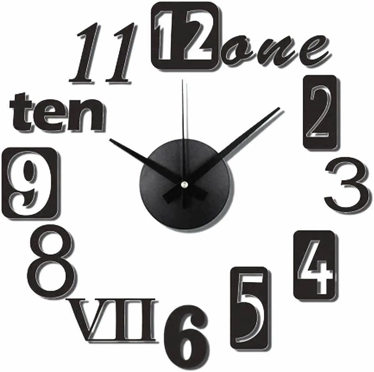 Main image of Modern Home Self Adhesive DIY 3D Wall Clock - Silo