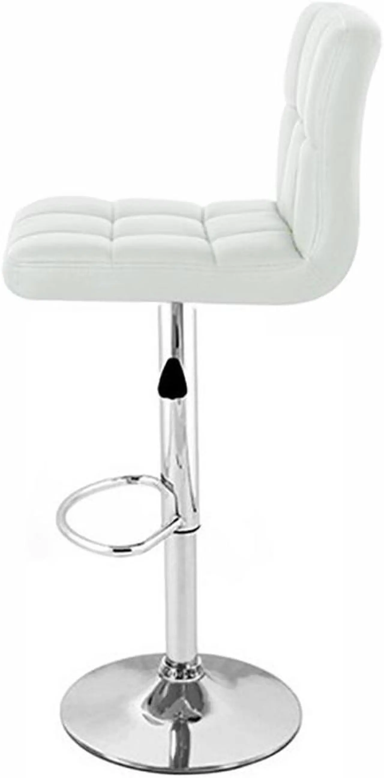 Alt view image 2 of 7 - Set of 2 Modern Home Boris Contemporary Adjustable Height Bar/Counter Stool - Chrome Base/Footrest Barstool (Vanilla White)
