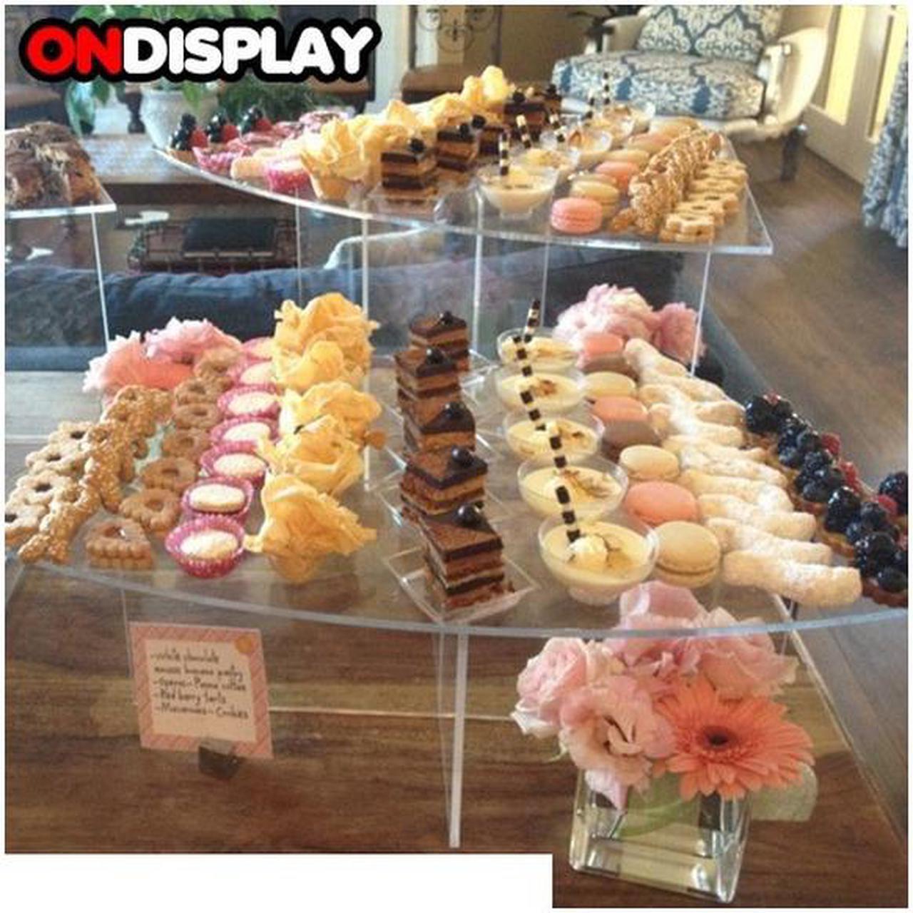 Alt view image 5 of 7 - OnDisplay Cross Tier Acrylic Display Rack/Stand - Clear Food Display Stage (8" Height)